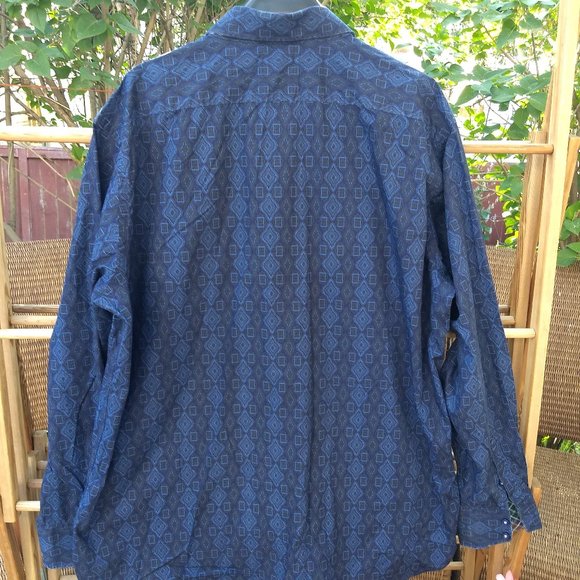 blue geometric diamonds patterned dress shirt - Picture 3 of 10